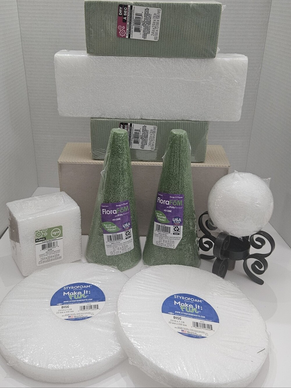 Mega Floral Foam Styrofoam Craft Lot Cones Discs Blocks Destash Wreath DIY